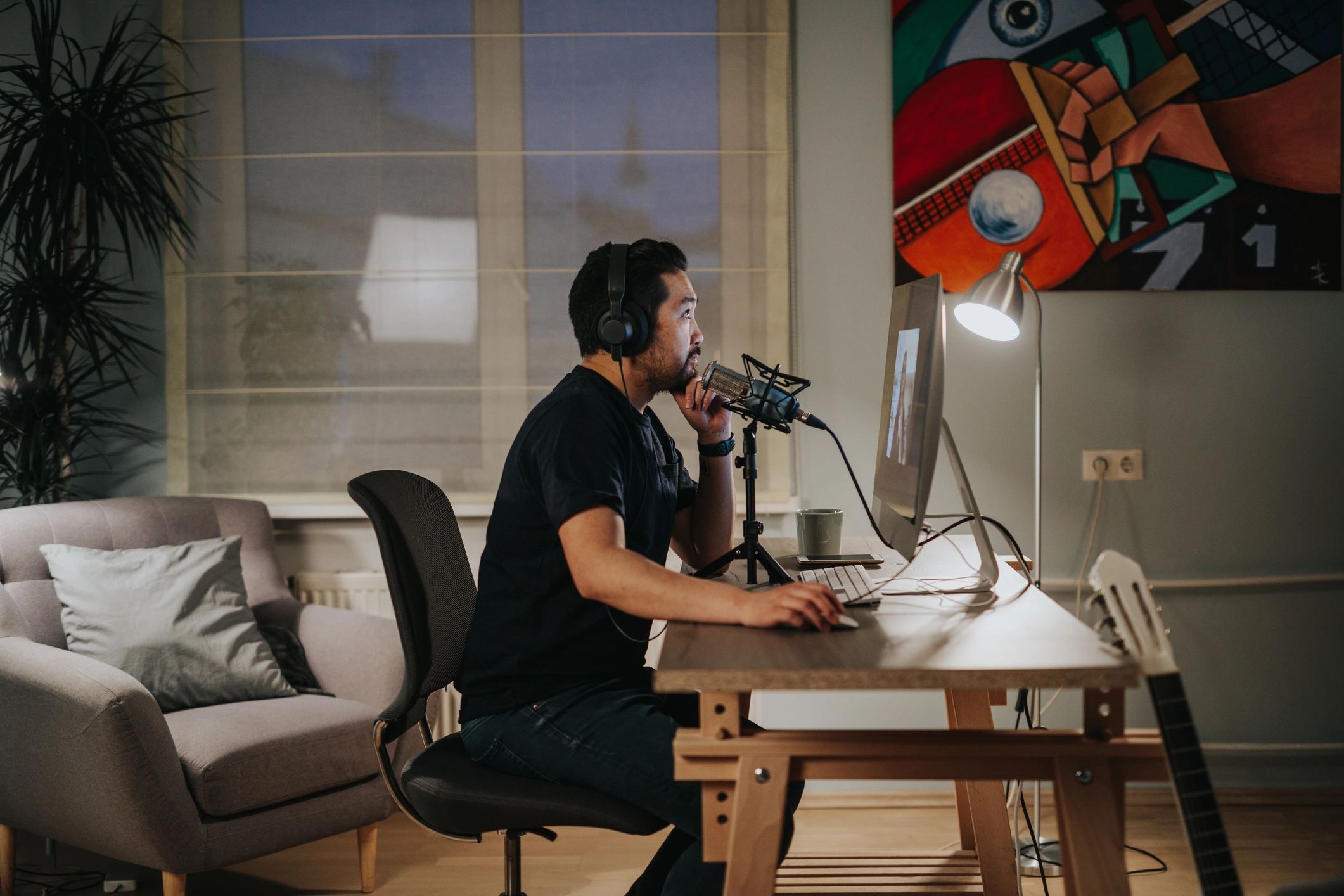 Video production setup with camera and studio equipment